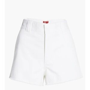 DICKIES High Rise Frayed Cotton Blend Worker Shorts White NWT